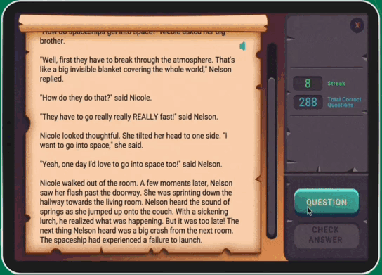 Dreamscape gameplay - students exploring a 3D immersive literacy adventure